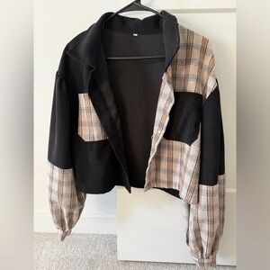 SHEIN Black and Plaid Jacket